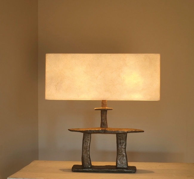 Sculptural Table Lamp, in bronze, inspired by the famous Inukshuk of Canada, this lamp was created by artist Hannah Woodhouse for the sailing yacht Inukshuk which recently won Best Interior and Best Exterior at the Showboats International Awards.  The int