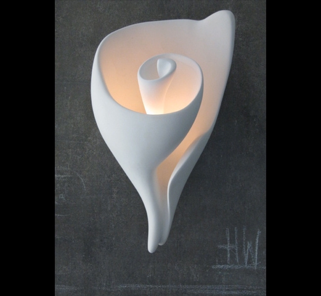 Iconic plaster shell wall light by artist Hannah Woodhouse 
